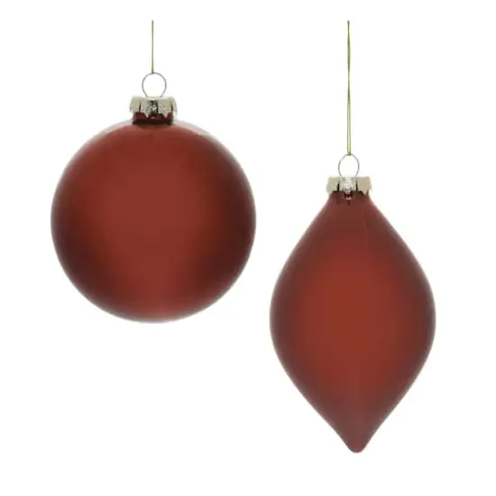 Red Glass Ball Ornaments Set {3}