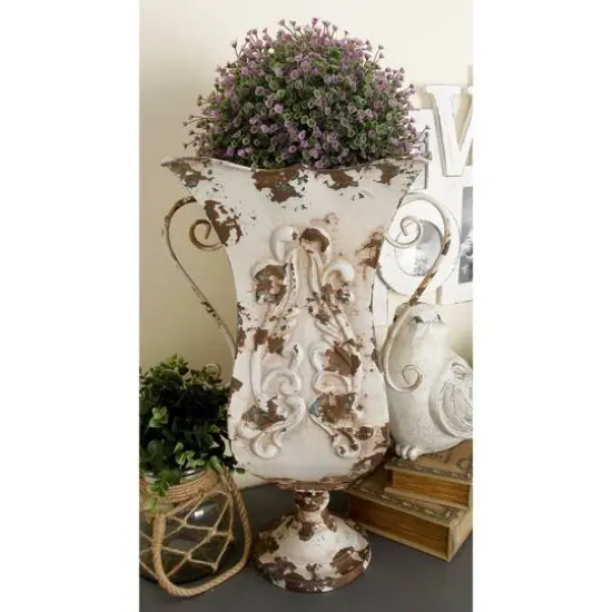 Beige Metal Vintage Vase {9}