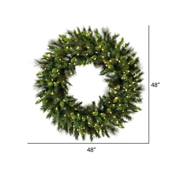 48" Bangor Mixed Pine Wreath, Warm White Dura-Lit&reg; LED Mini Lights {4}