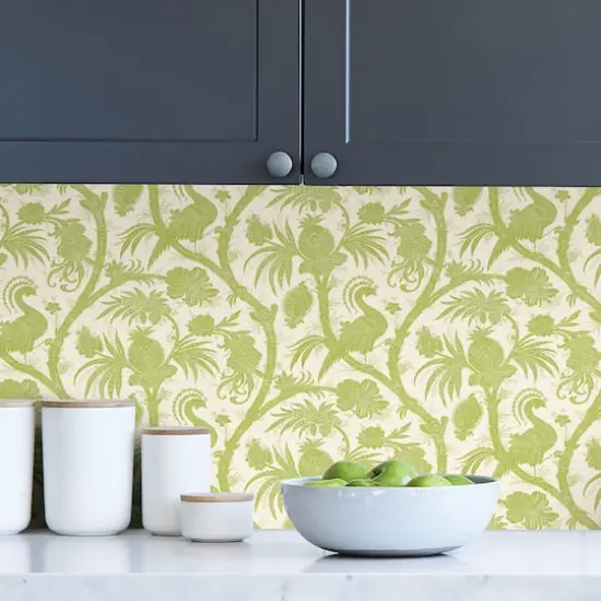 Scalamandre Pear Balinese Peacock Peel & Stick Wallpaper {5}