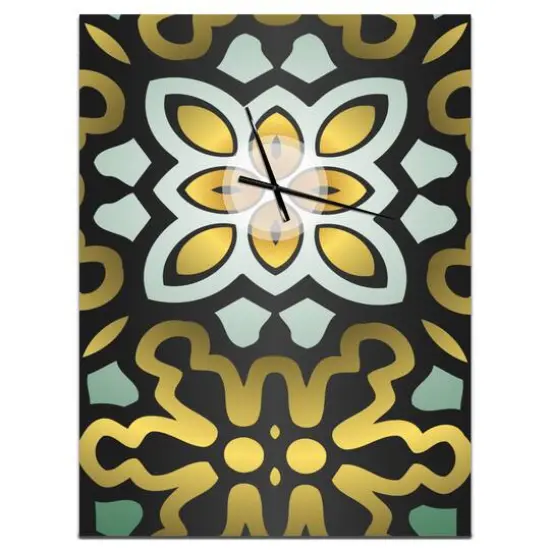 Designart 'Ethnic Floral Geometric Ornament Modern Rectangular Wall Clock {5}