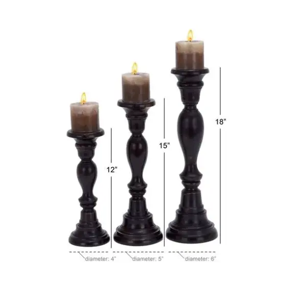 Black Mango Wood Farmhouse Candle Holder Set, 3ct. {8}