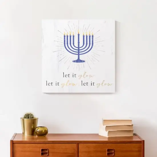 Let It Glow Menorah 16x16 Canvas Wall Art {5}