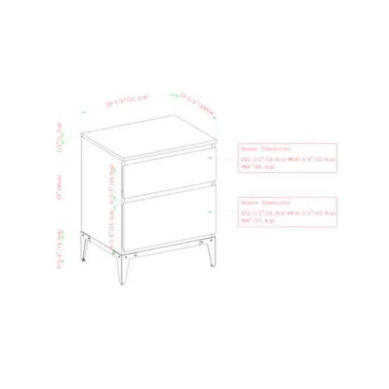 Walker Edison 20" English Oak 2-Drawer Urban Side Table {8}