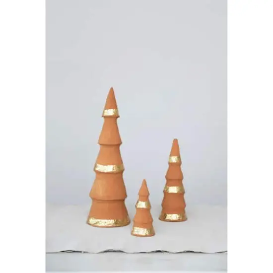 Hello Honey&reg; Terracotta Handmade Paper Mache Tree with Gold Foil Set {3}