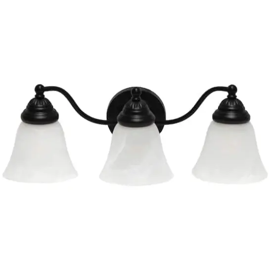 Lalia Home Essentix Alabaster 3 Light Glass Vanity Black {1}