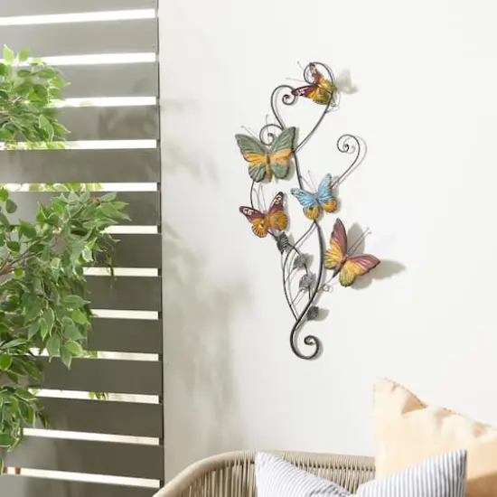Multicolored Metal Butterfly Wall Decoration {4}