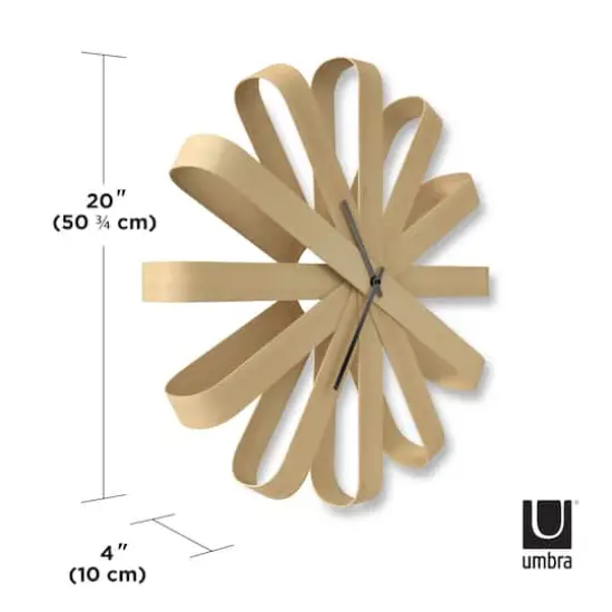 Umbra 20" Natural Ribbonwood Round Wall Clock {3}