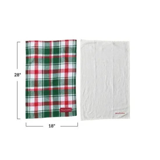 Hello Honey&reg; 28" Brushed Cotton Flannel & Linen Tea Towel with Merry Christmas Embroidery Set {5}