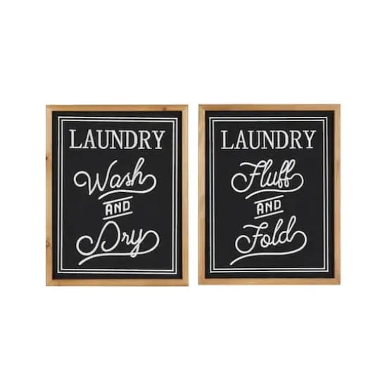 Set of 2 Black Wood Farmhouse Sign Wall Decor, 12.5" x 16" {1}