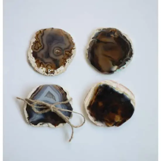Hello Honey&reg; Brown Agate Coaster Set {1}