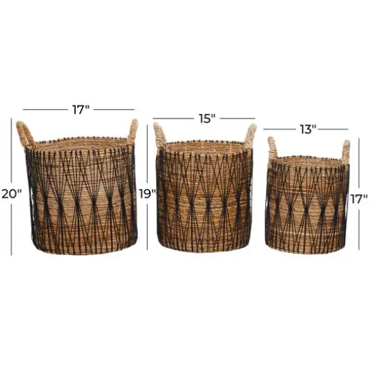 Brown Banana Leaf Storage Basket Set {7}