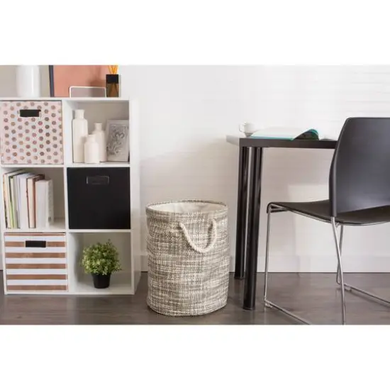 DII&reg; Large Stone Tweed Round Woven Paper Storage Basket {6}