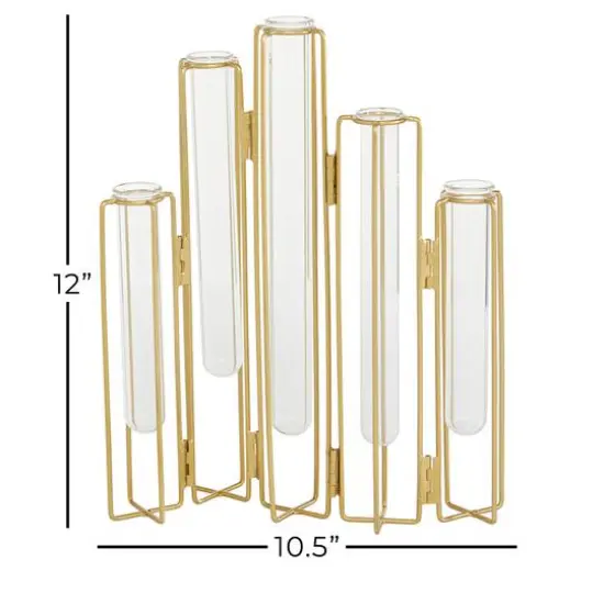 Gold Metal Contemporary Vase, 12" x 10" x 3" {7}