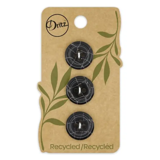 Dritz&reg; 18mm Black Recycled Polyester Round Button, 9ct. {1}