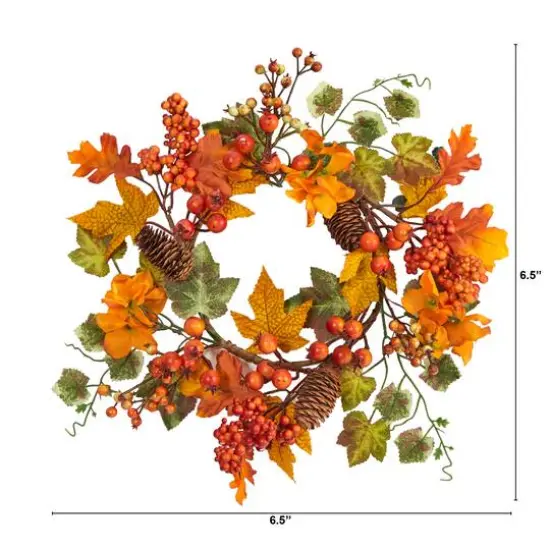 6.5" Autumn Hydrangea & Pinecones Wreath, 2ct. {4}