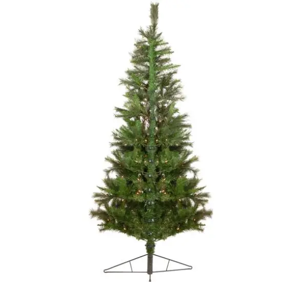 6.5ft. Pre-Lit Medium Canyon Pine Artificial Christmas Wall Tree, Clear Lights {7}