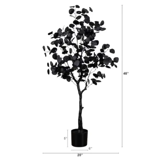 4ft. Artificial Halloween Black Eucalyptus Tree {3}