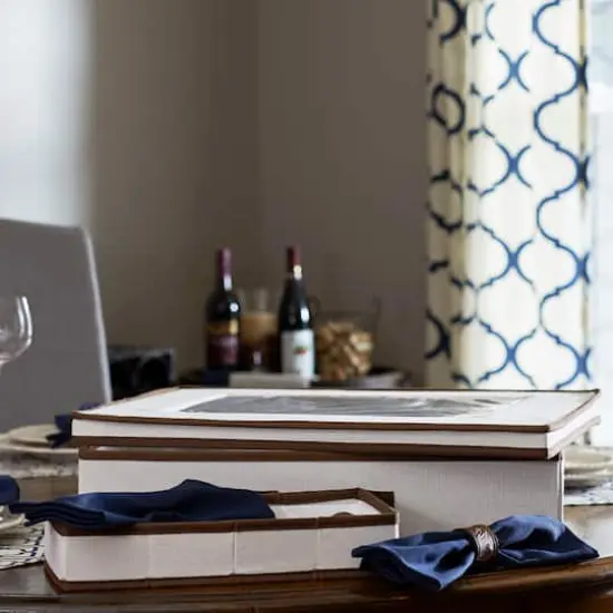 Household Essentials 19" Flatware Storage Box White and Brown {3}