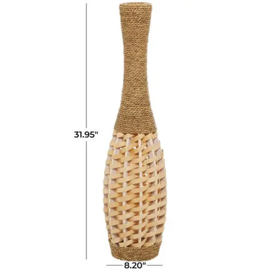 Brown Seagrass Handmade Thin Woven Floor Vase {6}