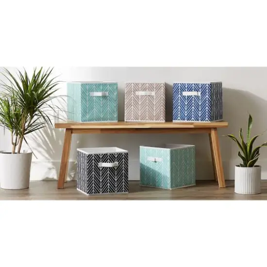 DII&reg; 11" Aqua Herringbone Storage Cube, 2ct. {9}