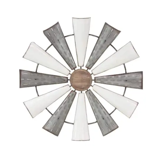 White Farmhouse Decorative Windmill Wall Accent {1}