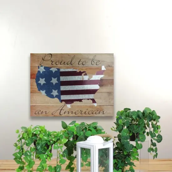16" Stars and Stripes Wooden USA Map Wall Art  {4}
