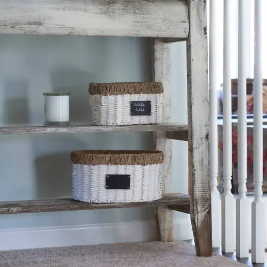 Household Essentials White Woven Oval Baskets, 2ct. {3}