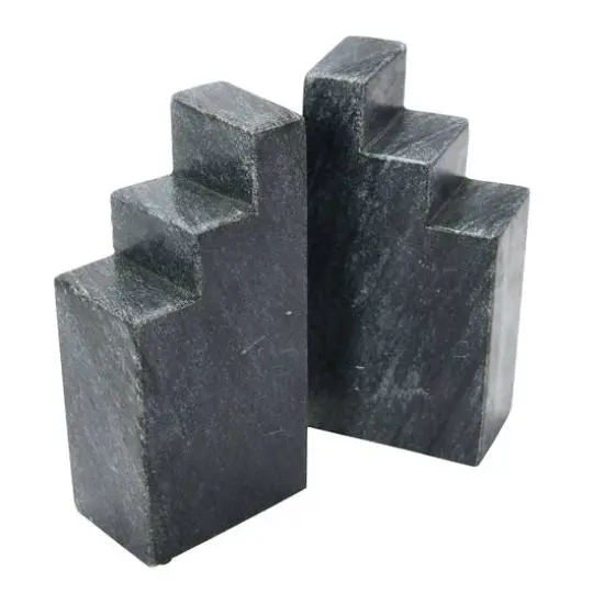 Hello Honey&reg; 6.5" Geometric Marble Bookend Set Black {5}
