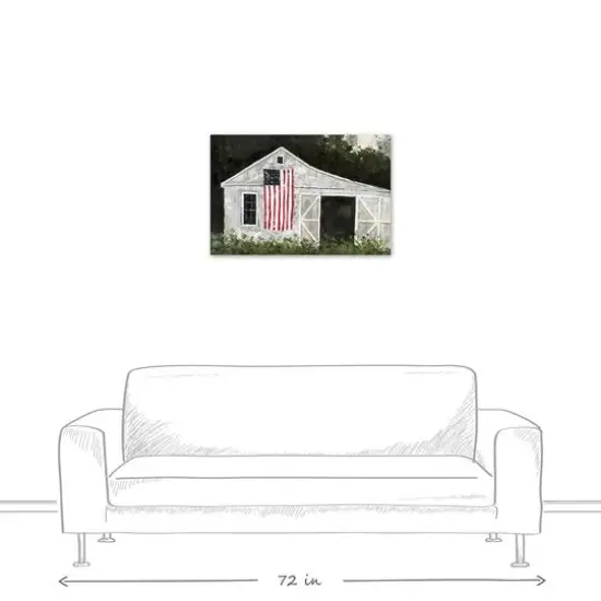 White Rustic Patriotic Barn II Canvas Wall Art {6}