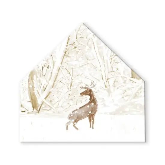 Winter Deer Warm Colors 17x17 House Shaped Canvas {1}