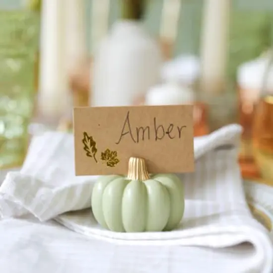 Kate Aspen&reg; Mini Green Pumpkin Place Card Holder Set {3}