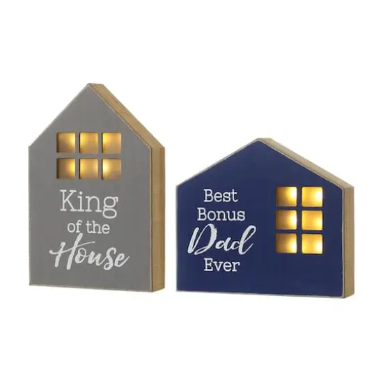 Glitzhome&reg; Lighted Father's Day Table Block Sign Set {1}