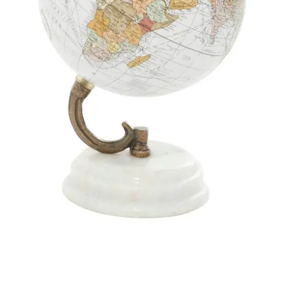 8" White Marble & Metal Modern Globe {5}