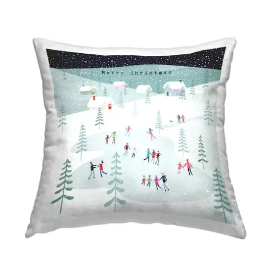 Stupell Industries Merry Christmas Ice Skating Pillow {1}