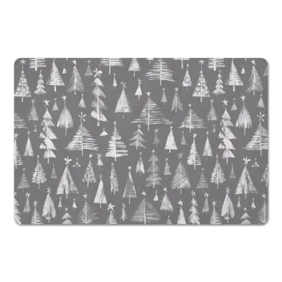 Gray Sketched Winter Trees Floor Mat {1}