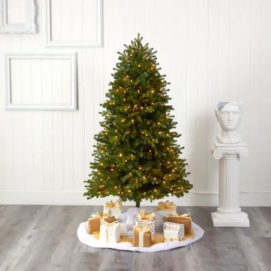 5.5ft. Pre-Lit Washington Fir Artificial Christmas Tree, Clear LED Lights {6}