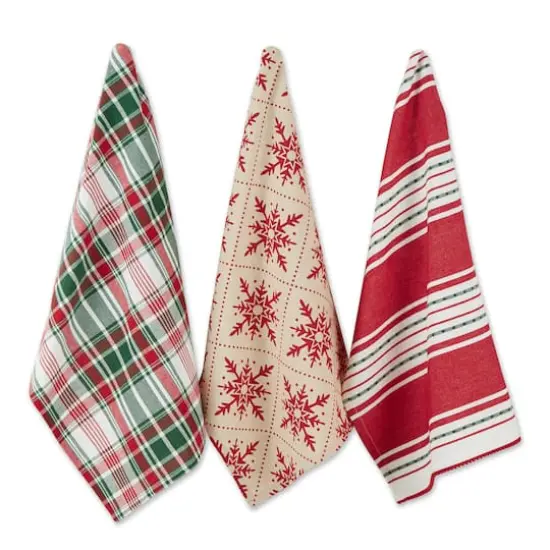 DII&reg; Assorted Scandinavian Snowflakes Dishtowel Set {1}