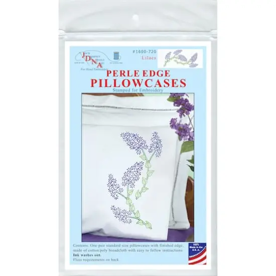 Jack Dempsey Lilacs Perle Edge Stamped For Embroidery Pillowcase Set {1}