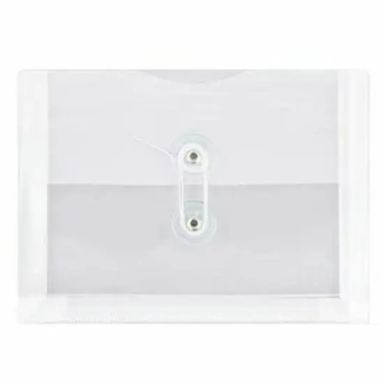 JAM Paper 5.25" x 7.5" Booklet Plastic Envelopes with Button and String Closure, 24ct. Clear {1}