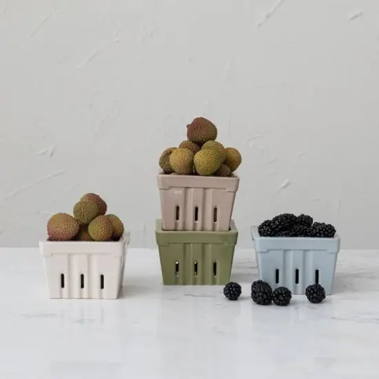Hello Honey&reg; Pastel Stoneware Berry Basket Set {3}