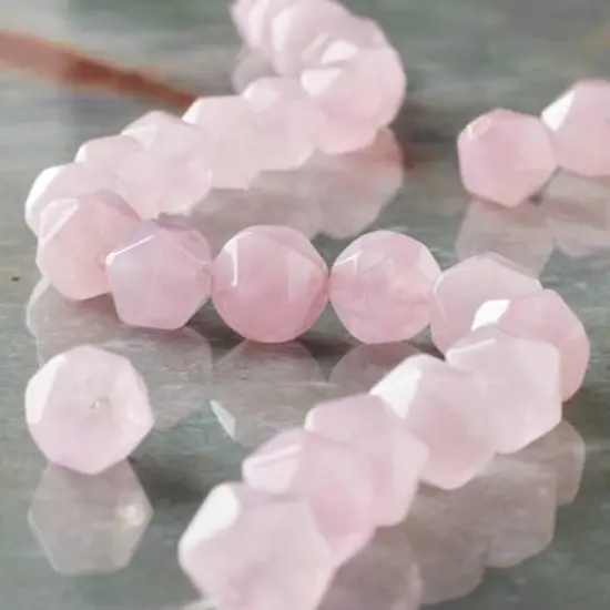 Rose Quartz Faceted Star Cut Beads, 10mm by Bead Landing&trade; {3}