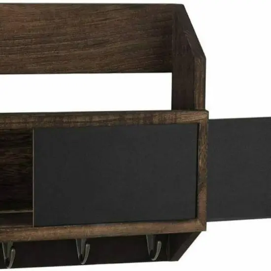 NEX&trade; Wall Mount Mail & Key Holder Organizer with Chalkboard Surface Brown {5}