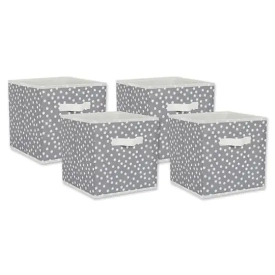 DII® 11" Nonwoven Polyester Small Dots Storage Cubes, 4ct. Gray/White {1}