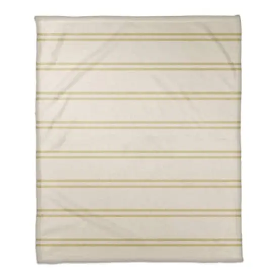 Stripe Coral Fleece Blanket White/Yellow {1}