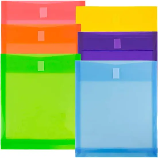 JAM Paper 9.75" x 11.75" Assorted Plastic Expansion Envelopes with Hook & Loop Closure, 6ct. {1}