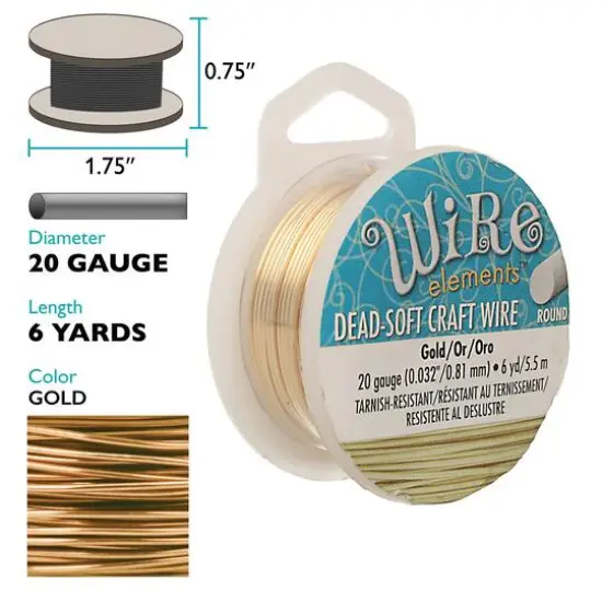 The Beadsmith® Wire Elements™ 20 Gauge Tarnish Resistant Soft Temper Wire, 6yd. Gold {5}