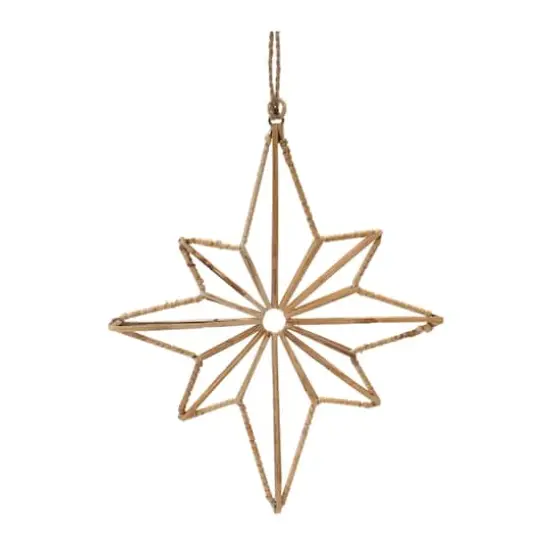 Rattan Wrapped Metal Star Ornaments Set {4}
