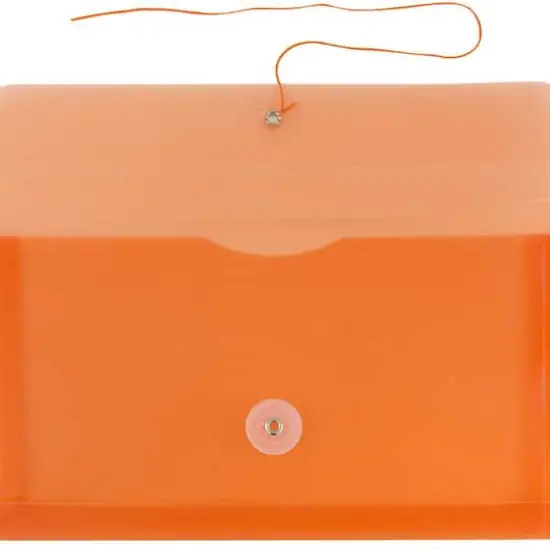 JAM Paper 5.25" x 10" Plastic #10 Business Envelope with Button and String Closure, 24ct. Orange {5}