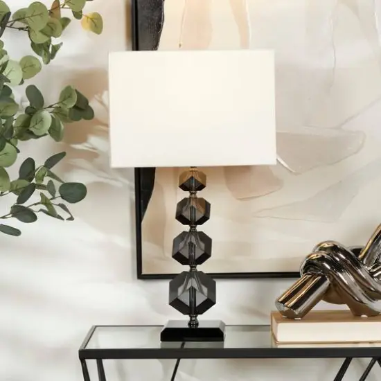 Black Crystal Geometric Diamond Inspired Table Lamp {3}